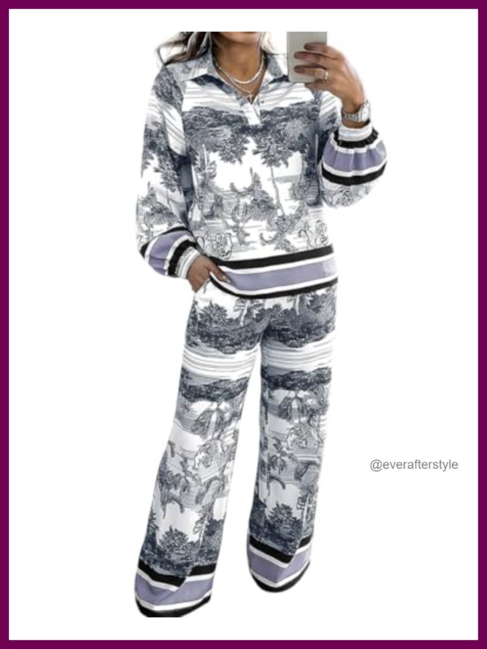 Women's 2 Piece Tropical Tiger Print Loungewear Set V-Neck Top Pants